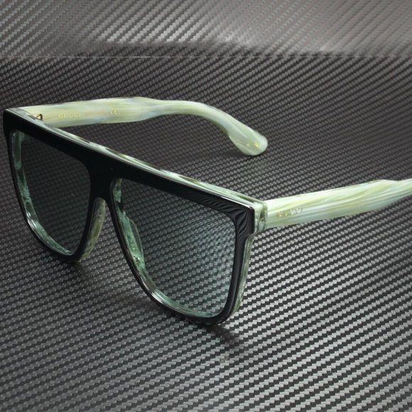 Gucci Rectangular Black Green 61mm Sunglasses - Picture 1 of 3